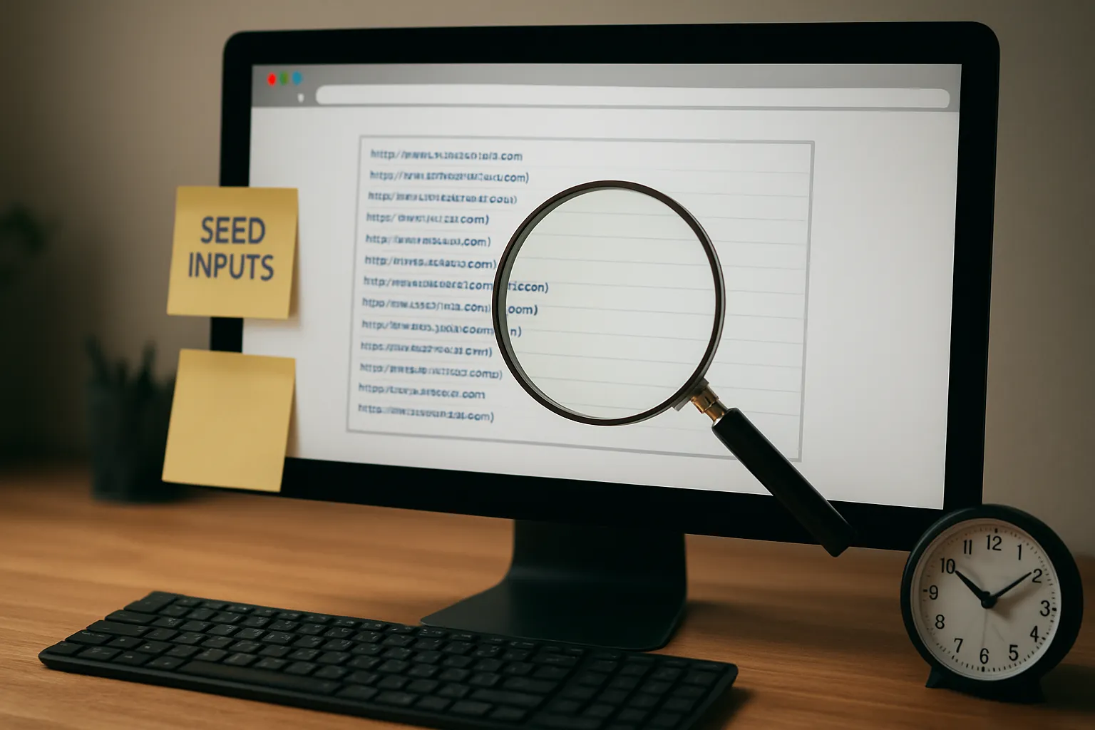 Keyword generator tool showing URL input and keyword suggestions dashboard