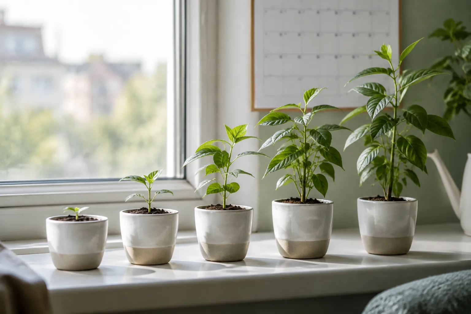 Plants growing over time beside a calendar, representing steady visibility gains in AI answers