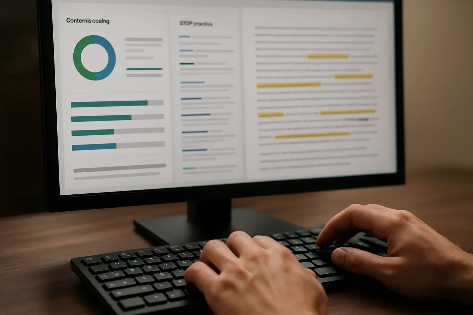 Real-time content scoring dashboard showing SEO optimization metrics for blog posts
