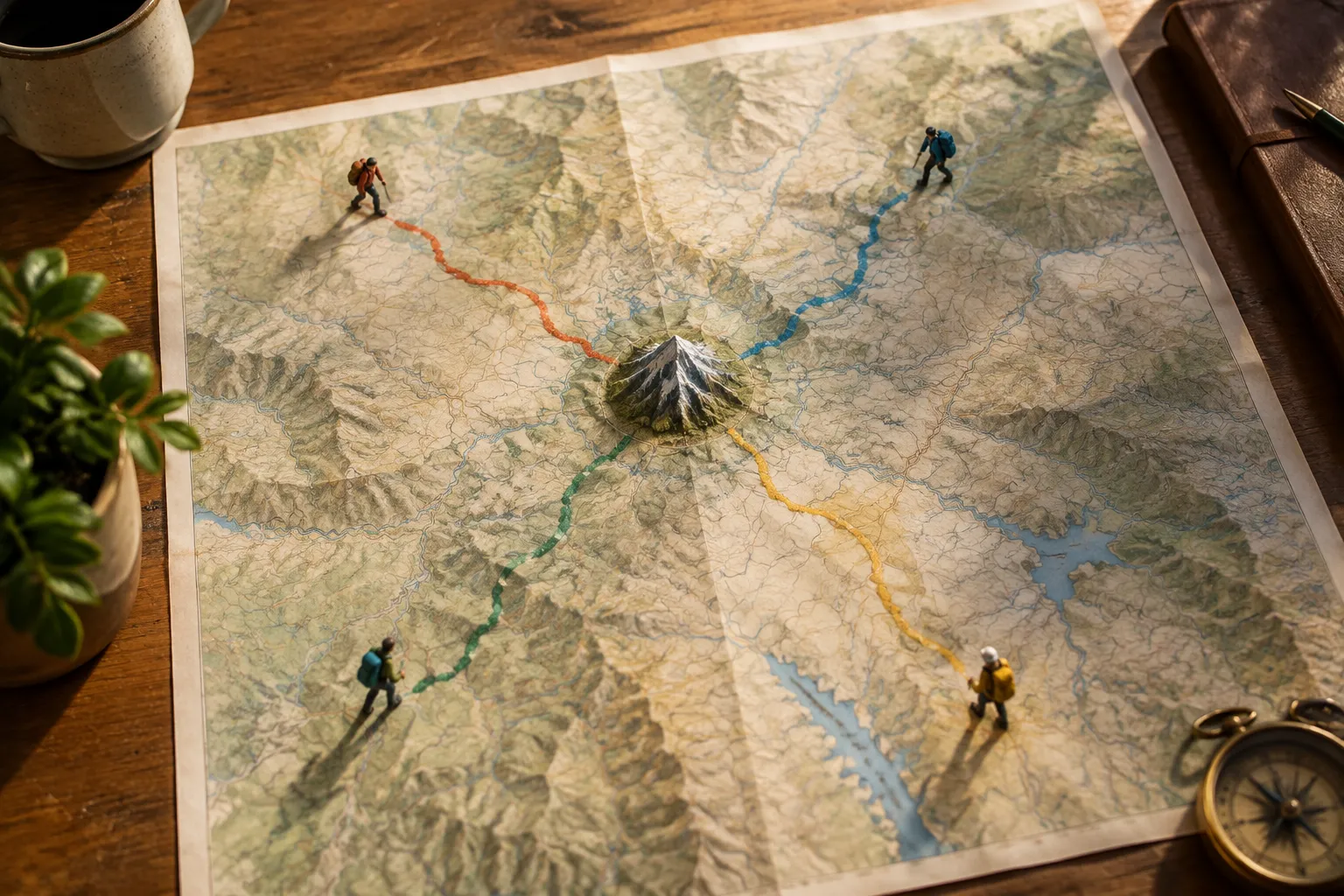 Farklı yapay zeka SEO yaklaşımlarını temsil eden dört yol